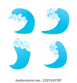 Olas oceánicas. Surf marino con salpicaduras de agua, espuma marina. Dibujo vectorial de dibujos animados Doodle aislado en fondo blanco