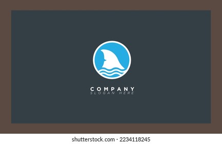 ocean with waves shark Creative Logo for Branding and Company