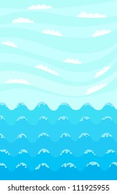Ocean waves and the sky.Background with a marine theme.