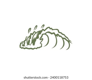 Ocean or ocean waves, surf and splashes arranged curved with marine themed concept, vector illustration on white
