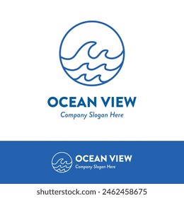 Ocean Waves Surfing Logo Ideas Vektorillustration ist Logo-Design im Monoline-Stil über Strand, Meer, Meer, Surfen, Sommer, Hotel, Resort, etc.