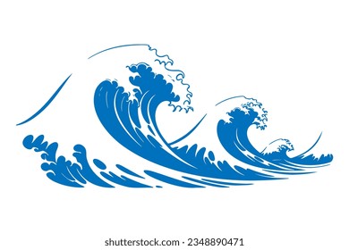 Olas oceánicas, vectores de camisetas, diseño minimalista de olas.