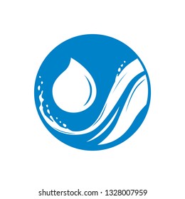 ocean waves and water drop, logo icon