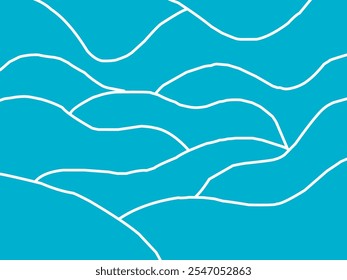 Ocean wavy background with white strokes color. Abstract Blue sea beach vector illustration.
