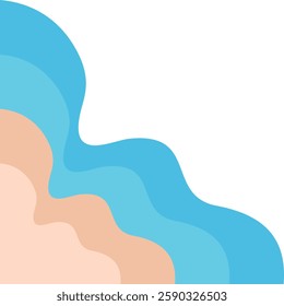 Ocean Wavy Beach Corner Border