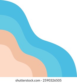 Ocean Wavy Beach Corner Border