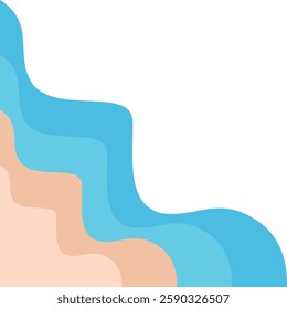 Ocean Wavy Beach Corner Border