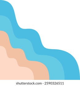 Ocean Wavy Beach Corner Border