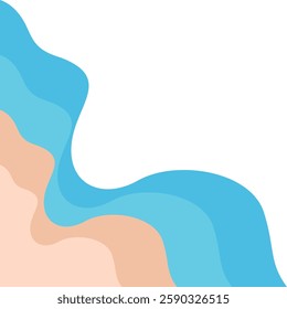 Ocean Wavy Beach Corner Border