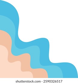 Ocean Wavy Beach Corner Border