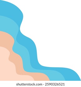 Ocean Wavy Beach Corner Border
