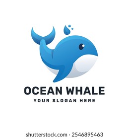 Ocean whale gradient logo design