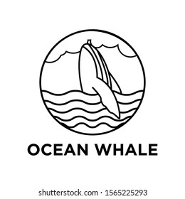 Ocean Whale Humpback Outline Logo Design For Company