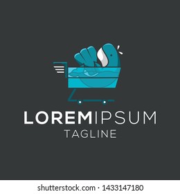 Ocean whale market logo icon design.