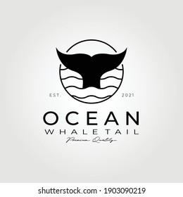 Ocean whale tail logo vector illustration design , whale logo