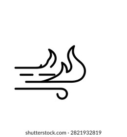 Ocean Wind Wave Outline Icon for Coastal Breeze Weather and Sea Air Flow
