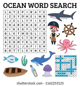 ocean word search game kids vector stock vector royalty free 1162253125