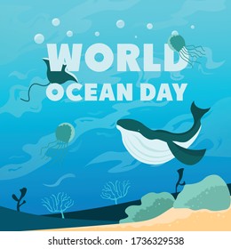 Diseño de vectores para el Día Mundial del Océano