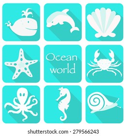 Ocean world icons. 