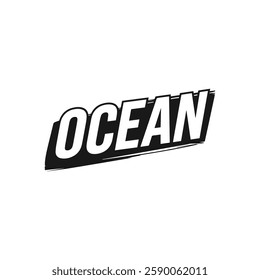 Ocean Written Text Typography Vector Illustration Template with Relaxing Background Wallpaper for Seaside, Marine Life, and Coastal Vibes Design.