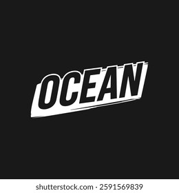 Ocean Written Text Typography Vector Illustration Template with Relaxing Background Wallpaper for Seaside, Marine Life, and Coastal Vibes Design.