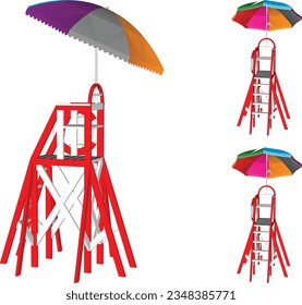 Oceanfront Relaxation - Beach Chair Vector Art