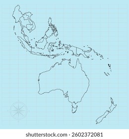 Oceania continent Vector illustration of map