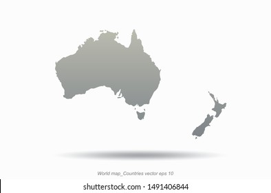 oceania countries world map outline in vector