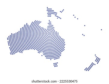 Oceania dotted map. Digital style shape of Oceania. Tech icon of the continent with graduated dots. Attractive vector illustration.