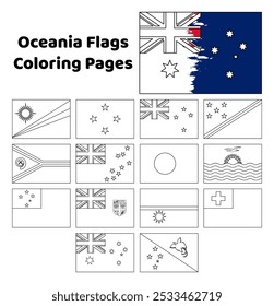 Oceania flags coloring pages for kids