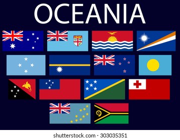 Oceania flags - vector icons