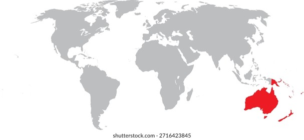 Oceanía destacada en el diseño del Vector del mapa mundial