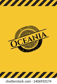 Oceania inside warning sign, black grunge emblem. Vector Illustration. Detailed.