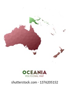Oceania Map. actual low poly style continent map. Sightly vector illustration.