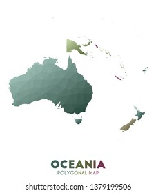 Oceania Map. actual low poly style continent map. Unique vector illustration.