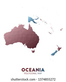 Oceania Map. Admirable low poly style continent map. Actual vector illustration.