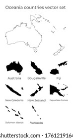 Oceania map with shapes of regions. Blank vector map of the Continent with countries. Borders of the continent for your infographic. Vector illustration.