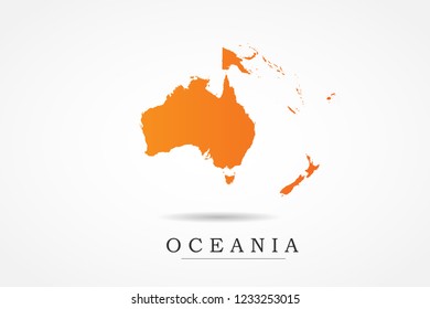 Oceania Map- World Map International vector template with Orange gradient color isolated on white background - Vector illustration eps 10