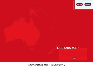 Mapa de Oceanía - Mapa Mundial Planilla vectorial internacional con color rojo y esbozo aislado en el fondo rojo para educación, diseño, sitio web, infografía - Ilustración vectorial eps 10