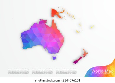 Mapa de Oceanía - Mapa Mundial Planilla vectorial internacional con estilo de polígono y gradiente colorido aislado en fondo blanco para sitio web, diseño, infografía - Ilustración vectorial eps 10