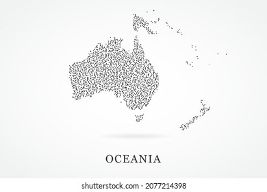 Oceania Map - World map vector template with Black grid on white background  for education, infographic, design, website, banner - Vector illustration eps 10