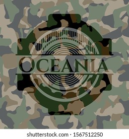 Oceania on camouflage texture. Vector Illustration. Detailed.