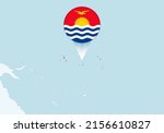 Oceania with selected Kiribati map and Kiribati flag icon. Vector map and flag.