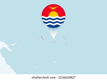 Oceania with selected Kiribati map and Kiribati flag icon. Vector map and flag.