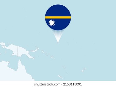 Oceania with selected Nauru map and Nauru flag icon. Vector map and flag.