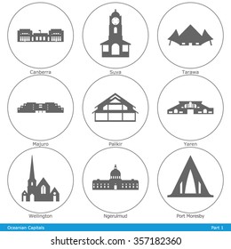 Oceanian Capitals. Icon Set (Part 1)