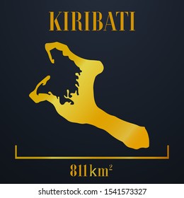 Oceanian Kiribati golden 3d solid country outline silhouette, realistic piece of world map template, for infographic, vector illustration, isolated object, background. From countries set