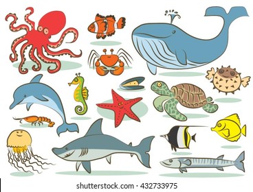 Oceanic animals kids drawings