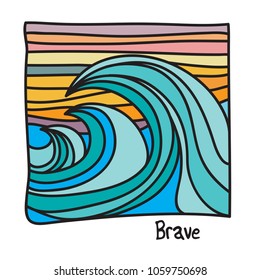 Oceanic beach, surfer poster or t-shirt graphics. Vector illustration