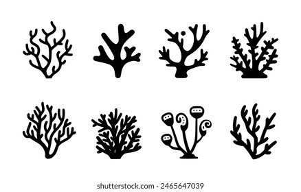 Oceanic coral illustrations. flat design